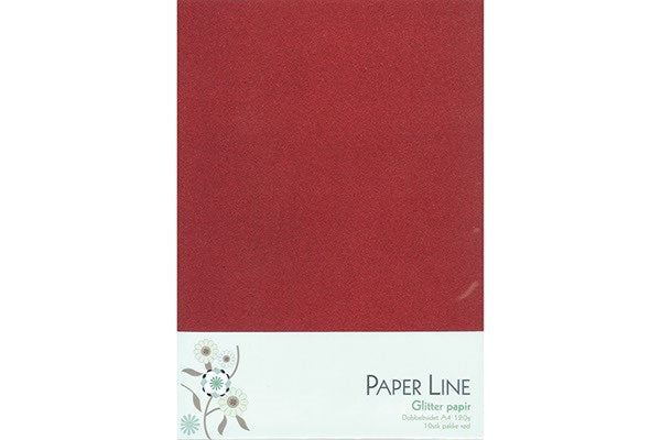 Glitter papir dobbelt A4 120g, 10stk pakke rød