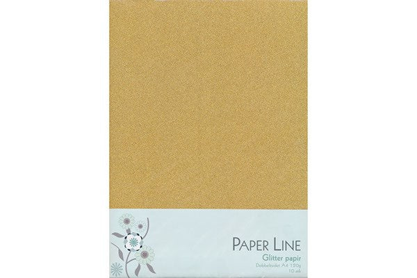 Glitter papir dobbelt A4 120g, 10stk pakke guld