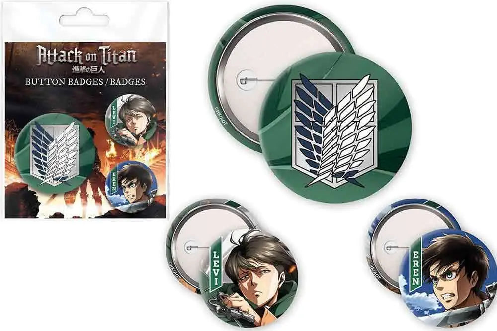 ATTACK ON TITAN EREN LEVI BADGE PACK