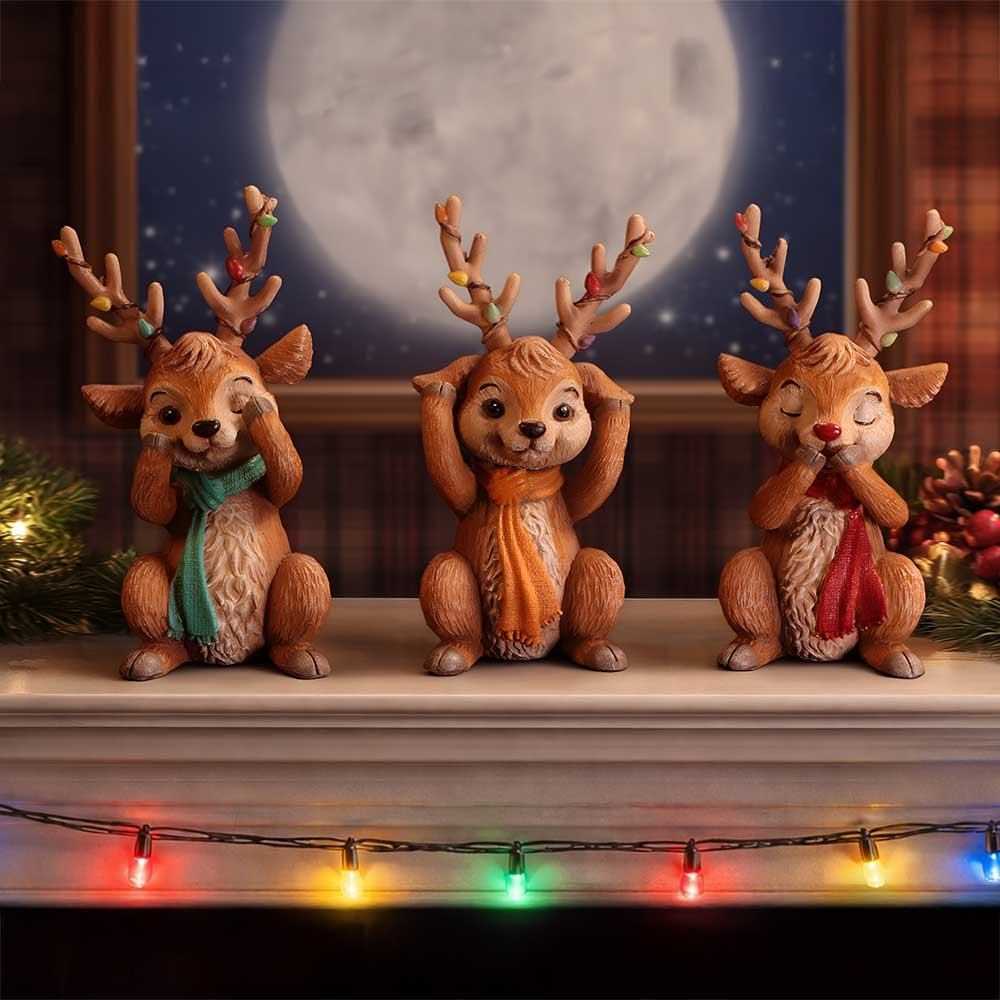 THREE WISE REINDEER FIGURE