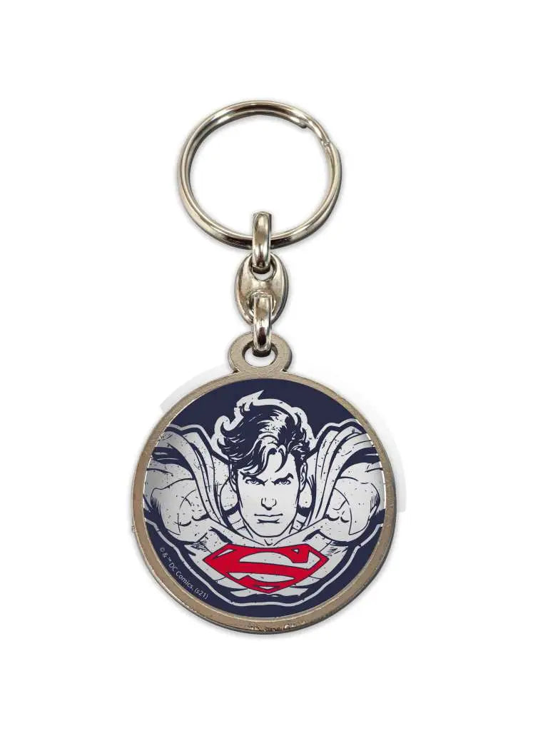 DC SUPERMAN FACE ROUND METAL KEYCHAIN