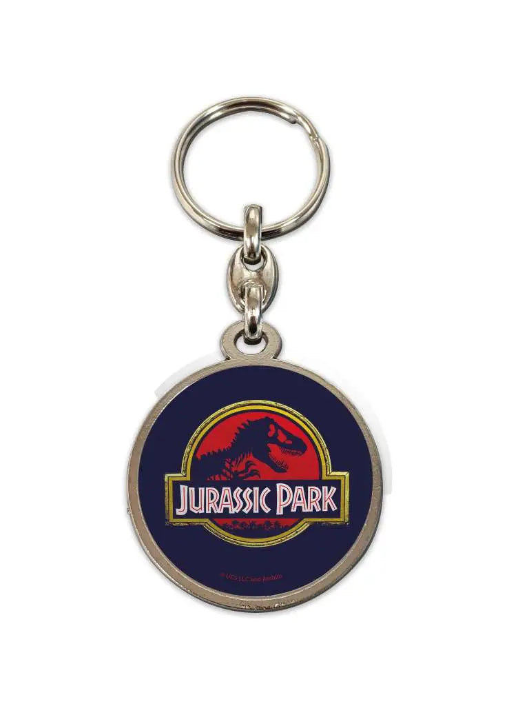 JURASSIC PARK MOVIE LOGO ROUND METAL KEYCHAIN