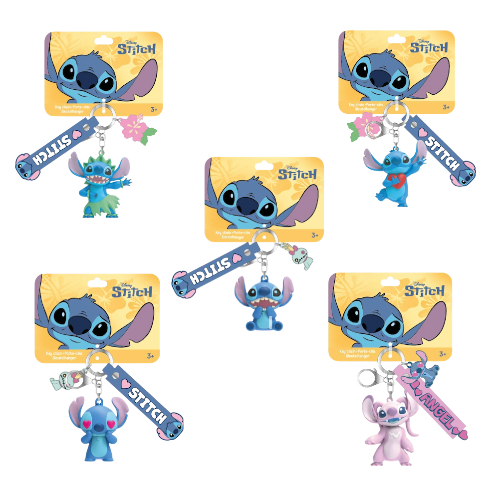 STITCH - Display of 25pc 3D Foam Keychain - 5 Models
