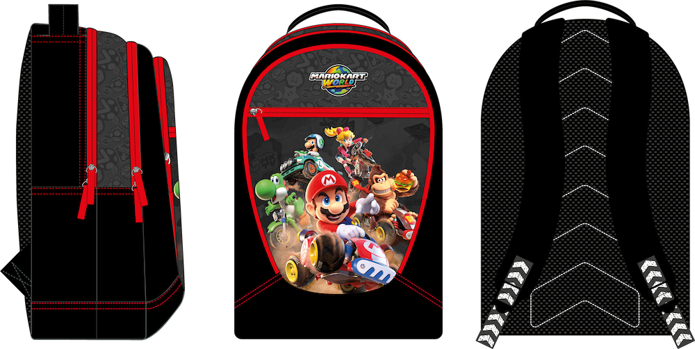 MARIO KART WORLD - 3 Compartiments BackPack '32x45x18cm'