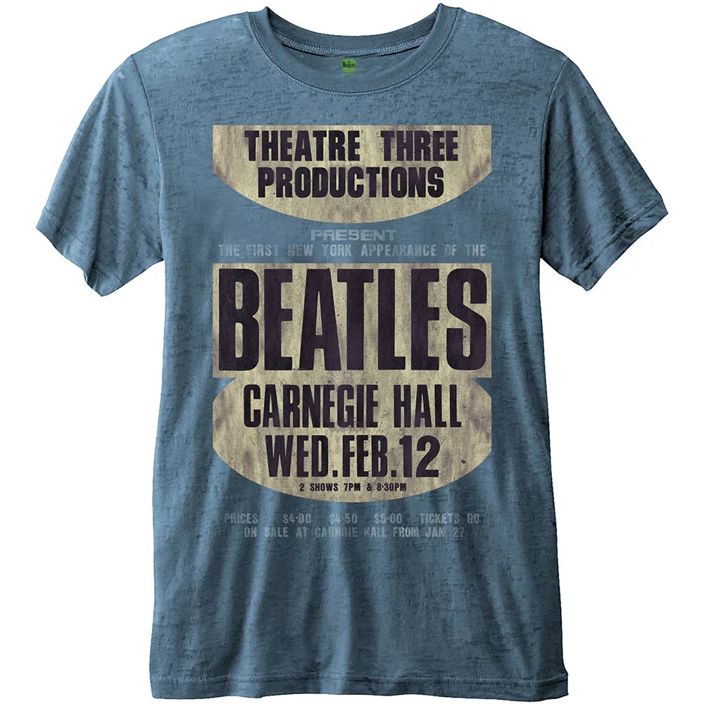 THE BEATLES - T-Shirt BurnOut Col - Carnegie Hall - Blue - Men (XXL)