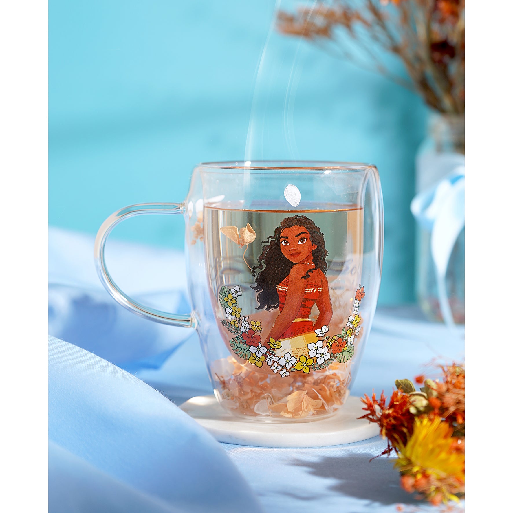 DISNEY PRINCESS - Moana - Glass with Dried Flowers 10oz