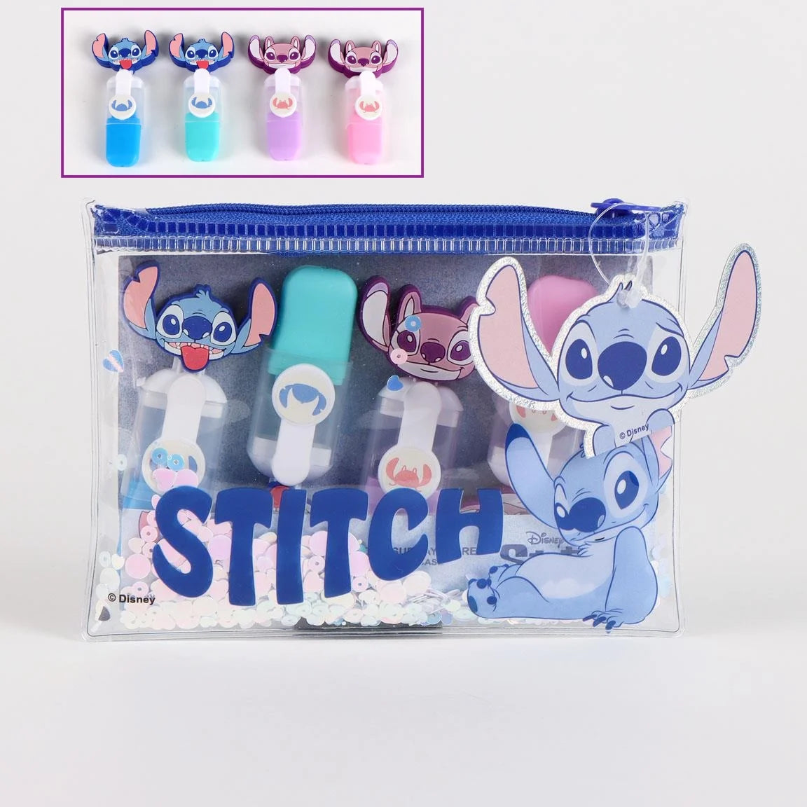 STITCH & ANGEL - Pack of 4 mini Highlighters "head"