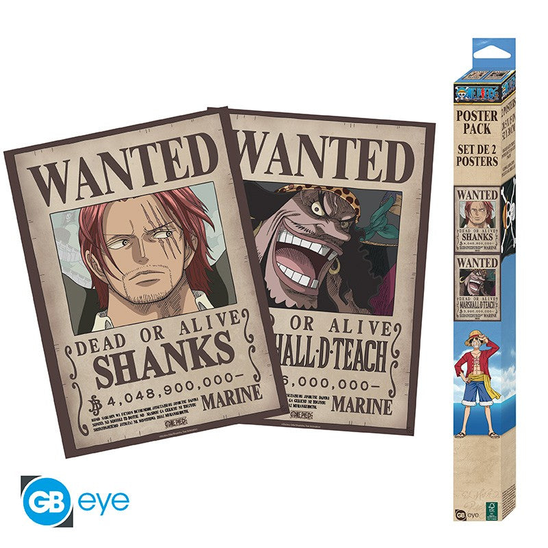 ONE PIECE - Wanted Shanks & Blackbeard - Set 2 posters '52x38'