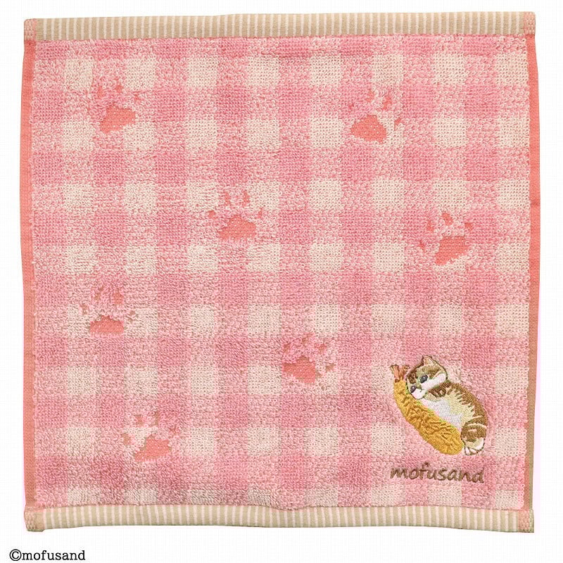 MOFUSAND - Kitten-Nyan Red Paw Print - Mini Towel 25x25cm