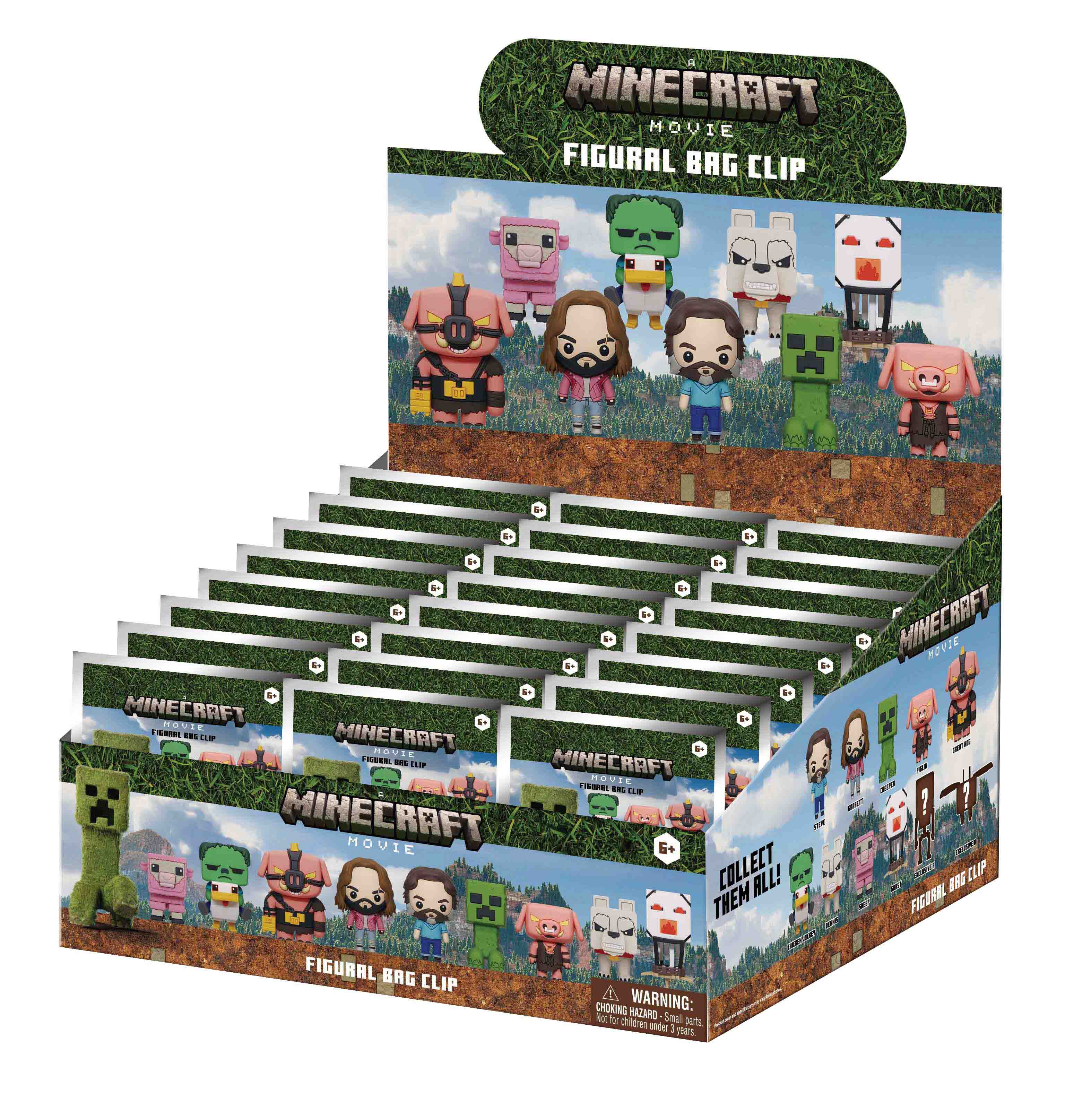 MINECRAFT MOVIE - Series 1 - 3D Foam Bag Clip (Display 24 Pcs)