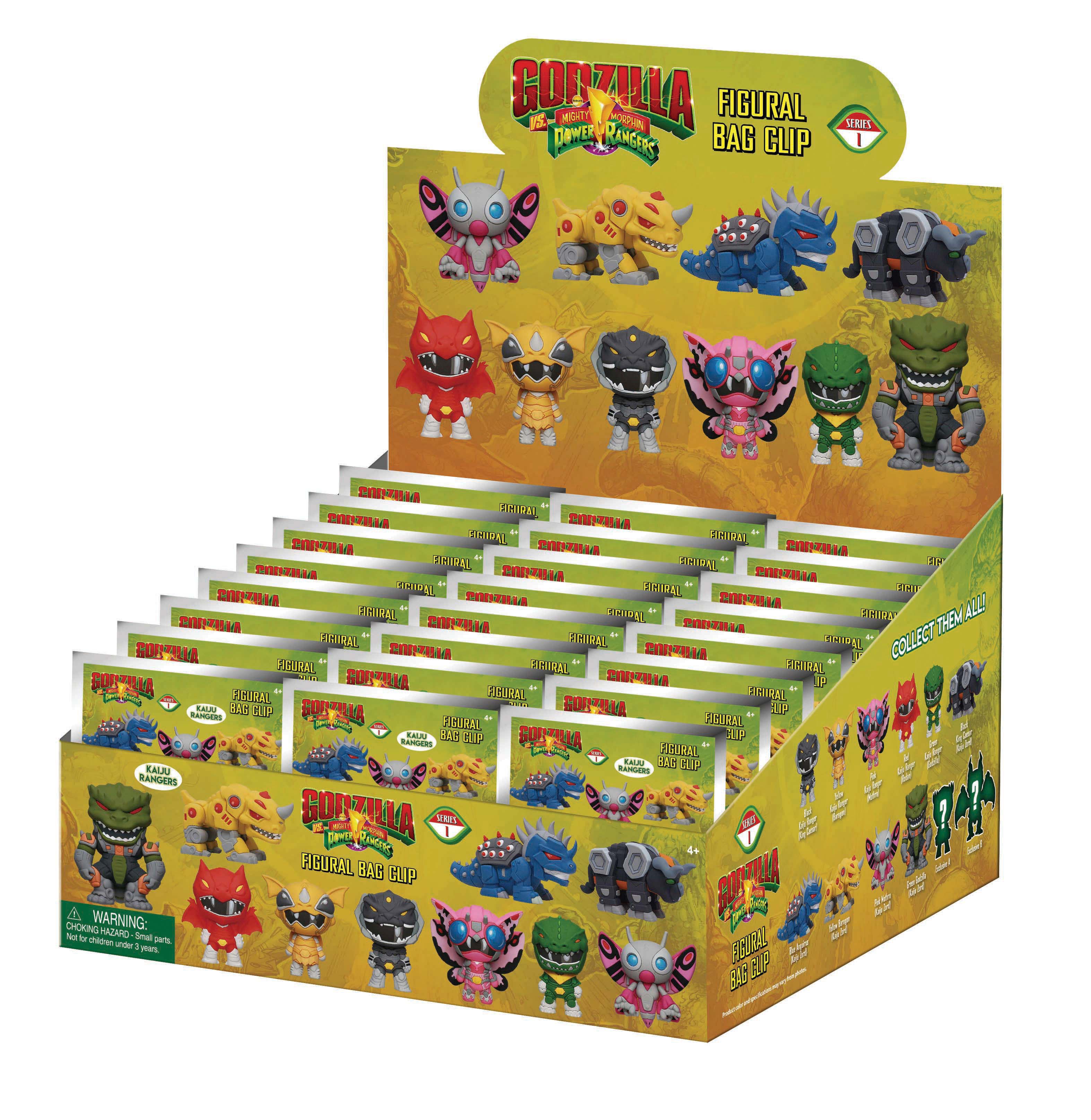 GODZILLA VS POWER RANGERS -Series 1 -3D Foam Bag Clip (Display 24 Pcs)