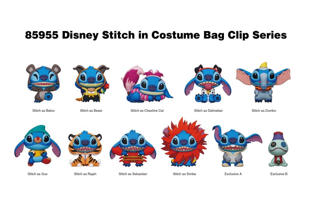 STITCH EN COSTUME - Series 1 - 3D Foam Bag Clip (Display 24 Pcs)