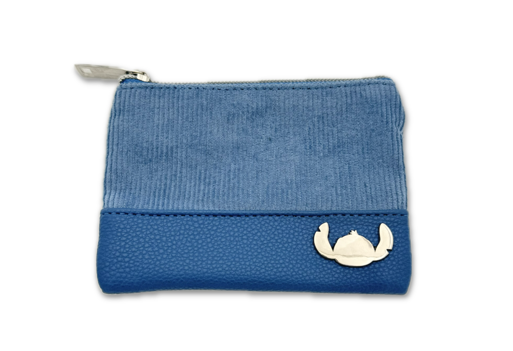 STITCH & ANGEL - Blue Corduroy Fashion Duo Pouch Wallet - '14x10x1cm'