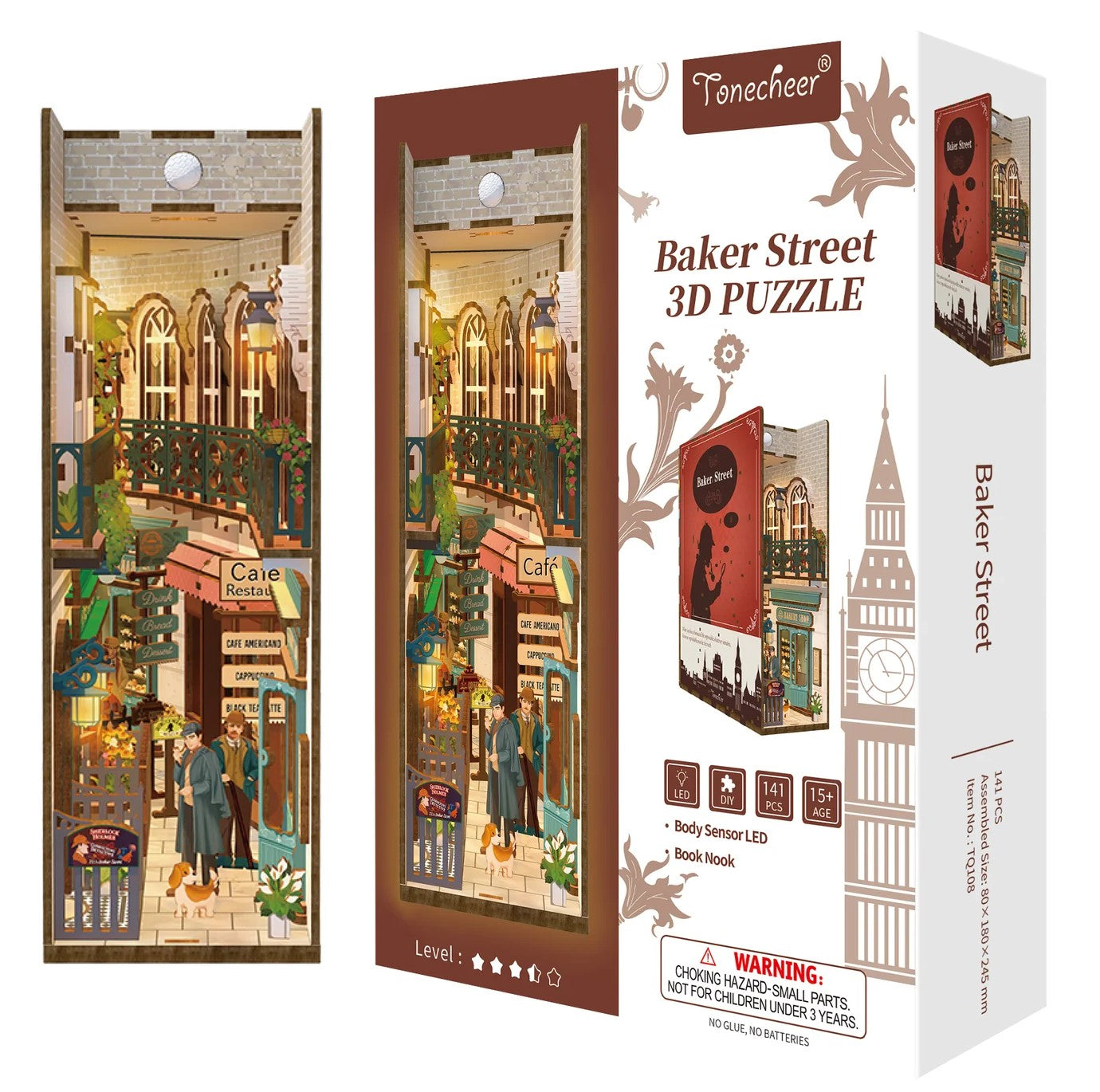 BOOK NOOK KIT - DIY- Baker Street - 141pcs + LED Light