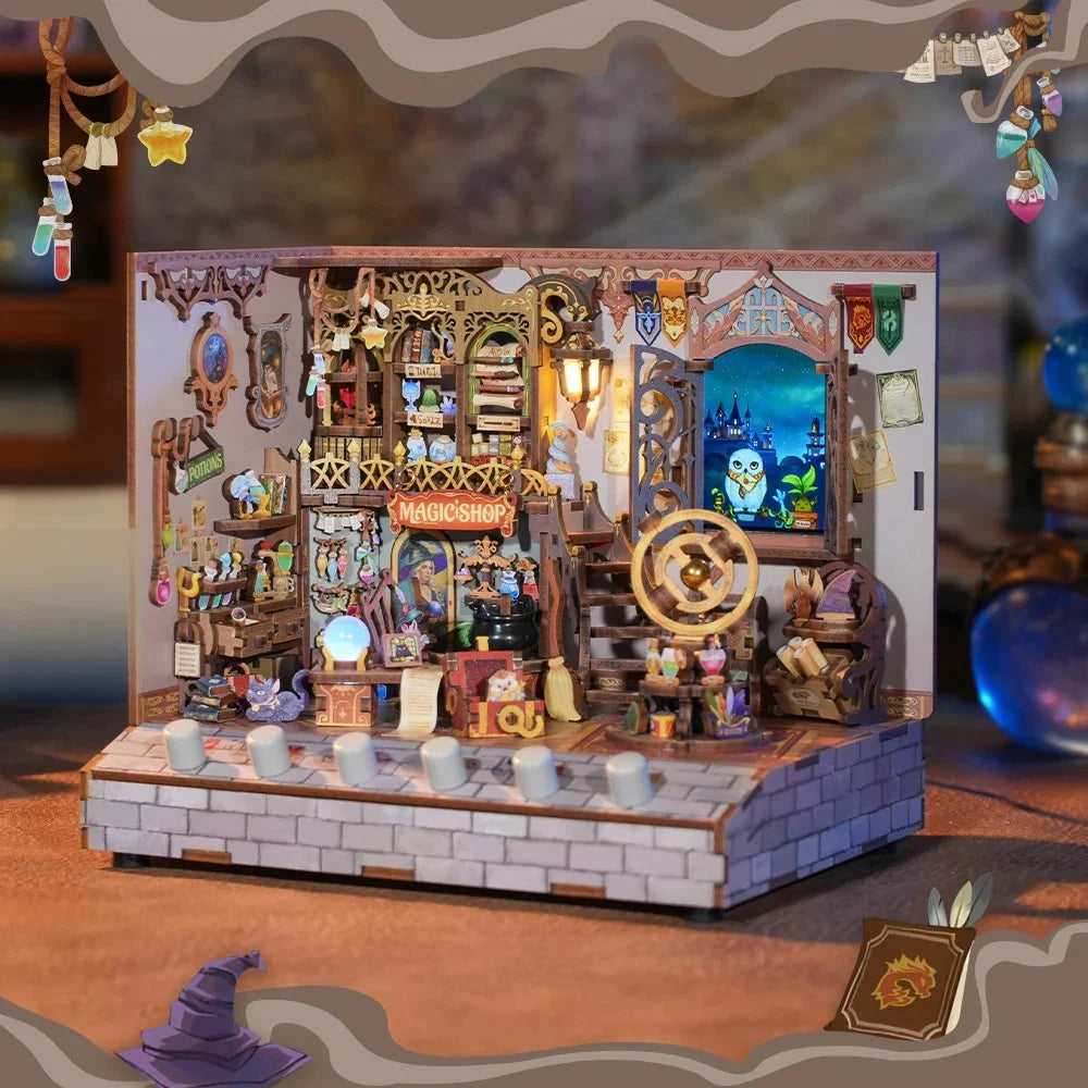 BOOK NOOK KIT - DIY- Magic Shop - 311pcs + LED Light