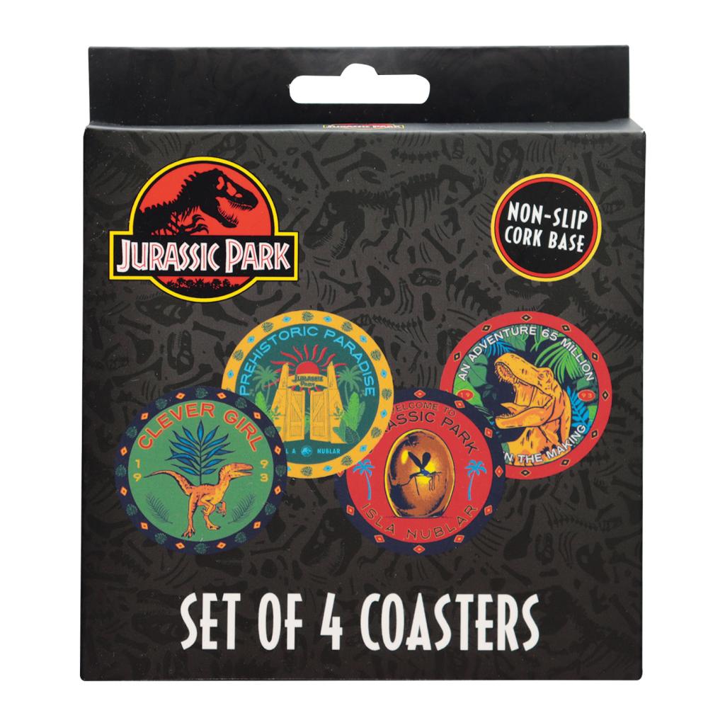 JURASSIC PARK - 4 Dessous de Verres Gravés en Métal