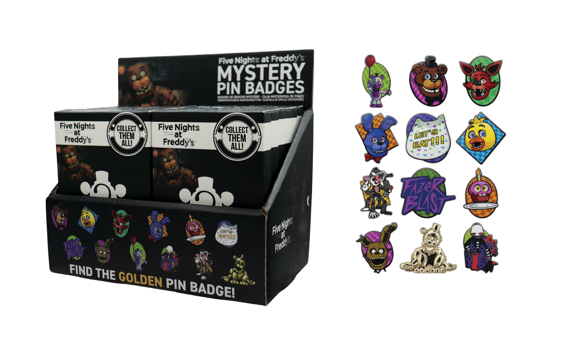 FIVE NIGHTS AT FREDDY'S - Mystery Box of 12 Pin Badge