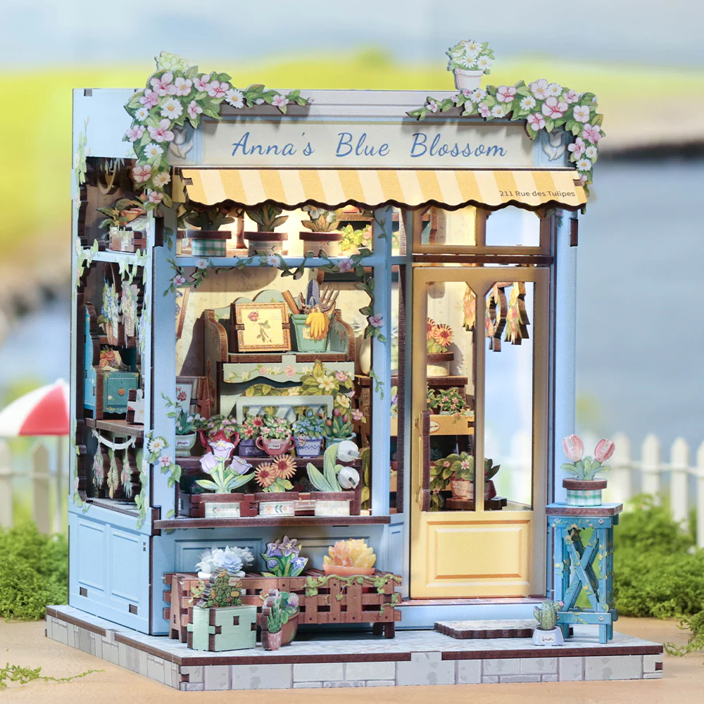 MINIATURE HOUSE - DIY- Anna's Blue Blossom - 255pc + LED Light