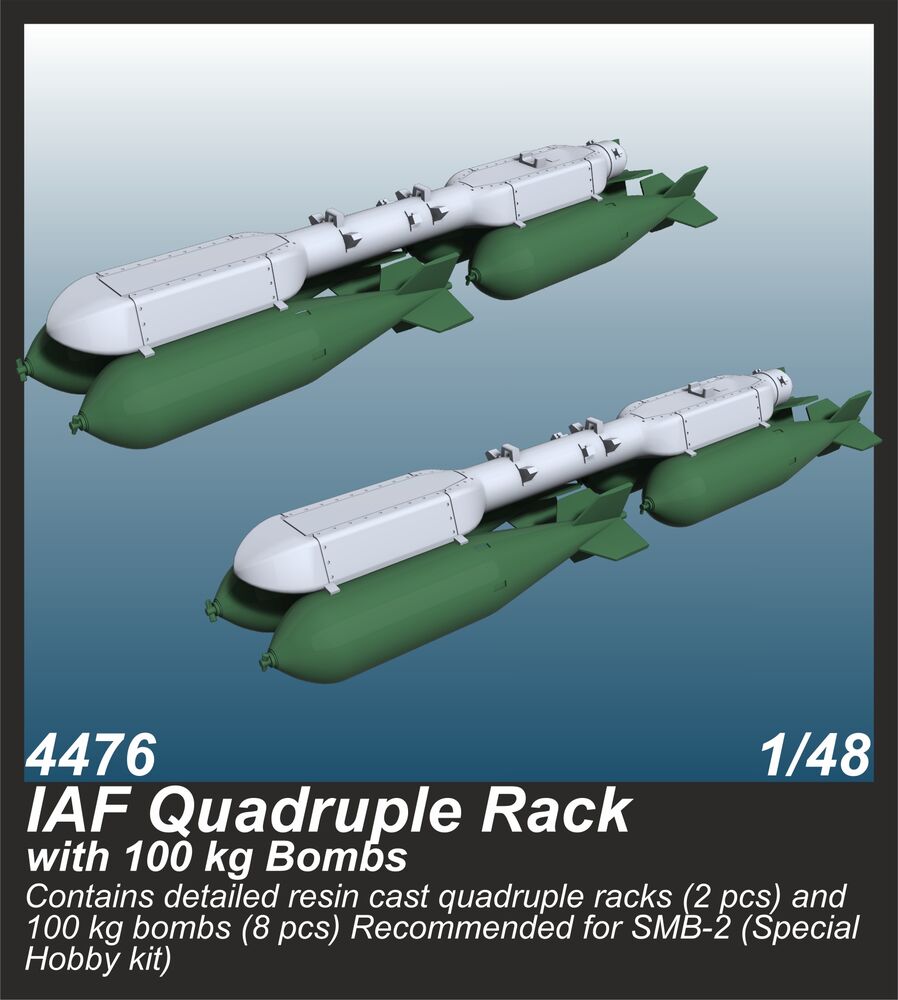 IAF Quadruple Rack with 100 kg Bombs (2 pcs.) / for SMB-2, Sa��ar and Mirage III kits