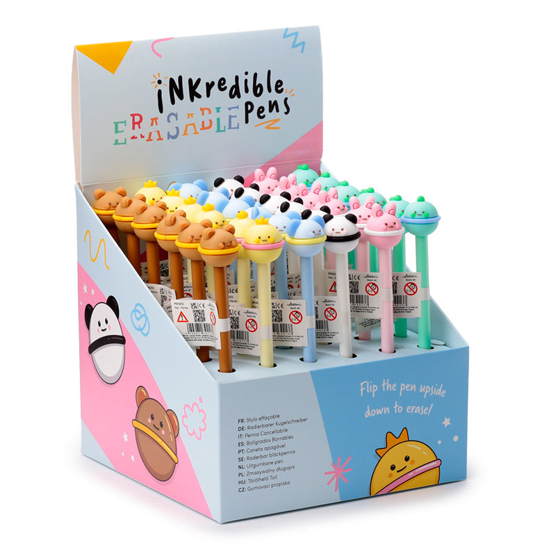 KAWAII - Cute Pets - Head Topper Erasable Gel Pen (Display of 36 pcs)
