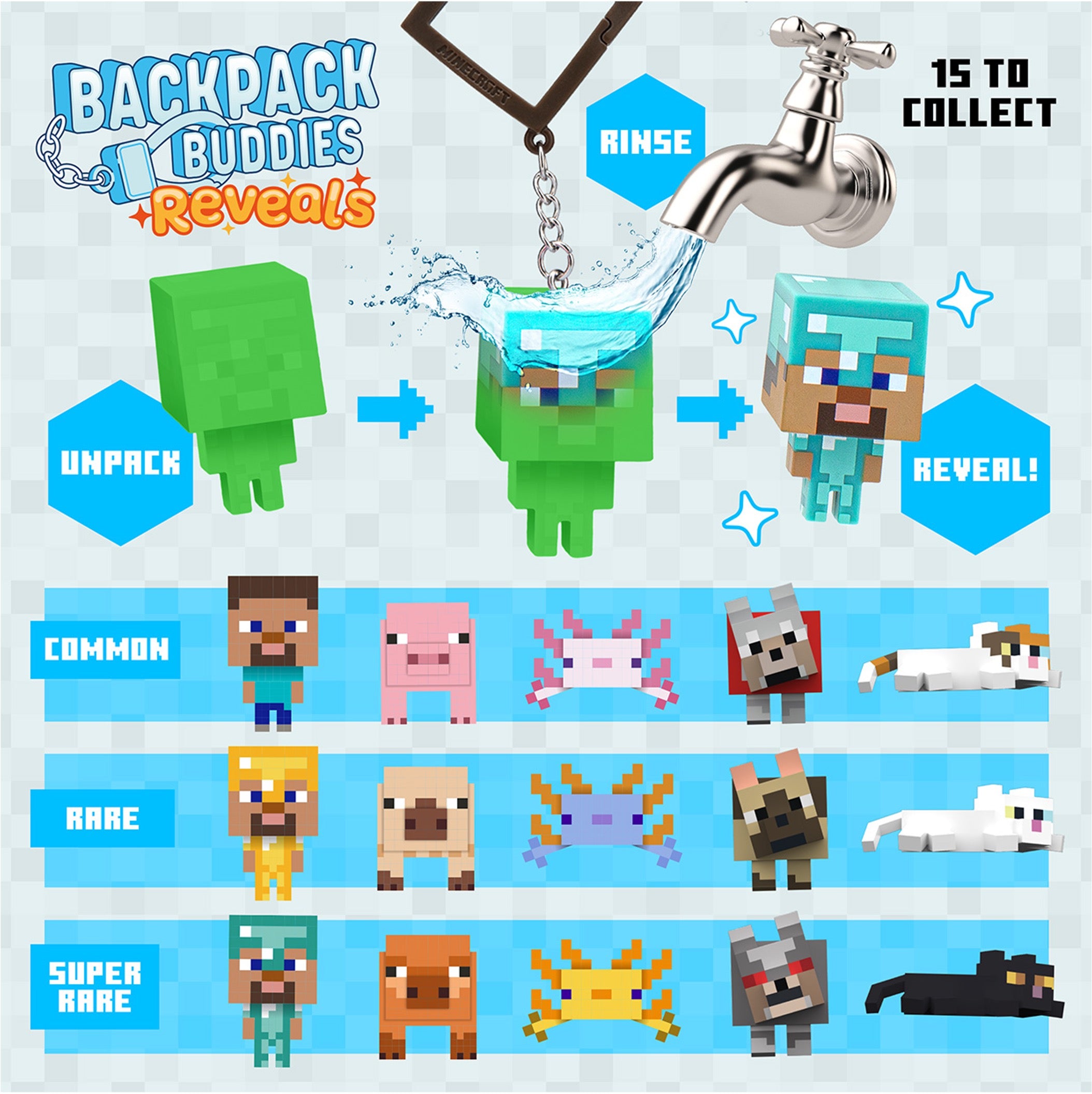 MINECRAFT - "Reveals" Backpack Buddies (Display 25 Pcs)