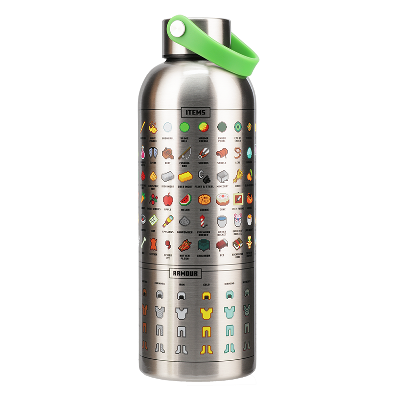MINECRAFT - Symbols - Metal Water Bottle with Carry Loop - 500ml