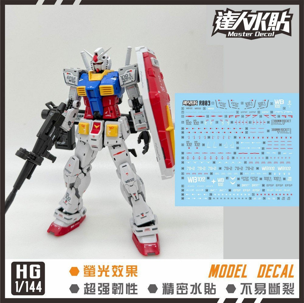 D.L Model Decal - R003 - RG Rx-78-2 2.0 water slide decal