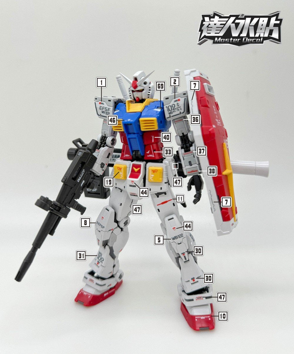 D.L Model Decal - R003 - RG Rx-78-2 2.0 water slide decal