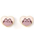 Pusheen Stud Earrings Pink and Gold Heart