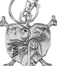 Nightmare before Christmas Metal Keychain Jack and Sally in Heart