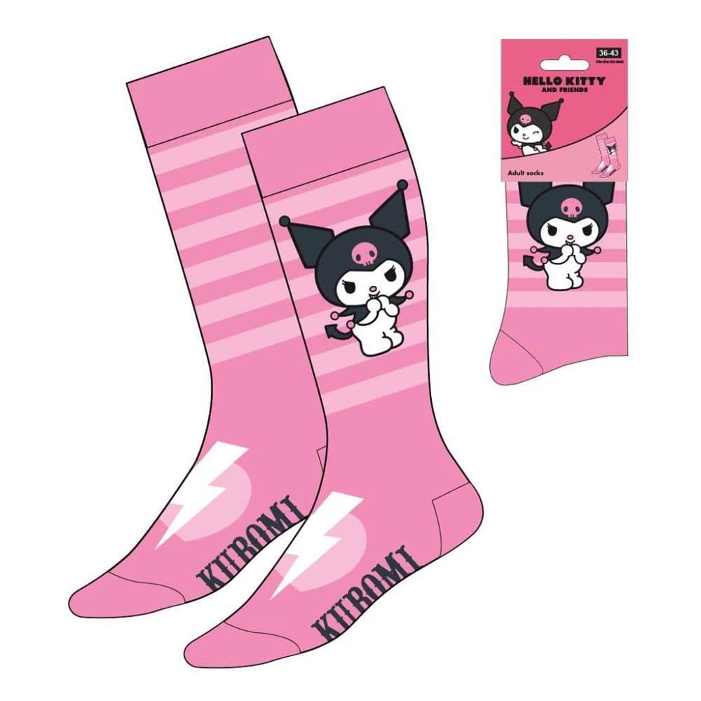 Sanrio Socks Kuromi Pink Stripes 36-43