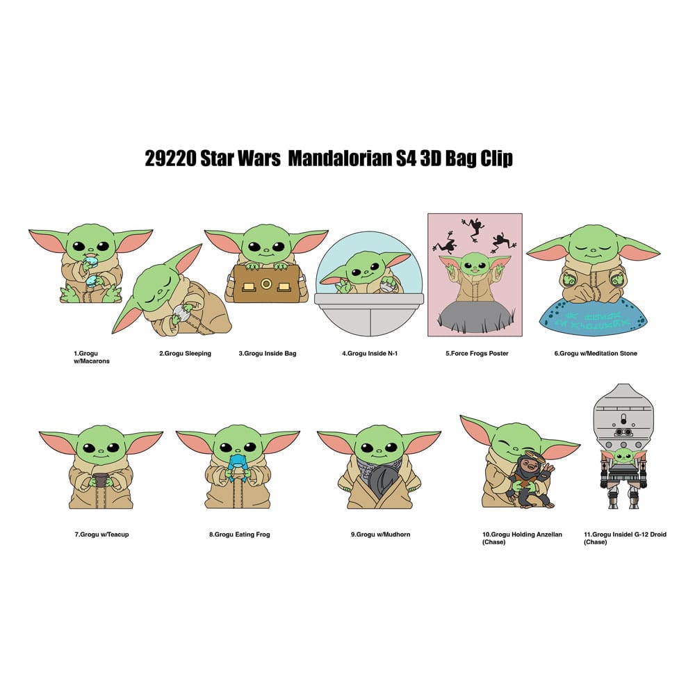 Star Wars 3D Foam Bag Clips Best of Grogu Series 1 Display (24)