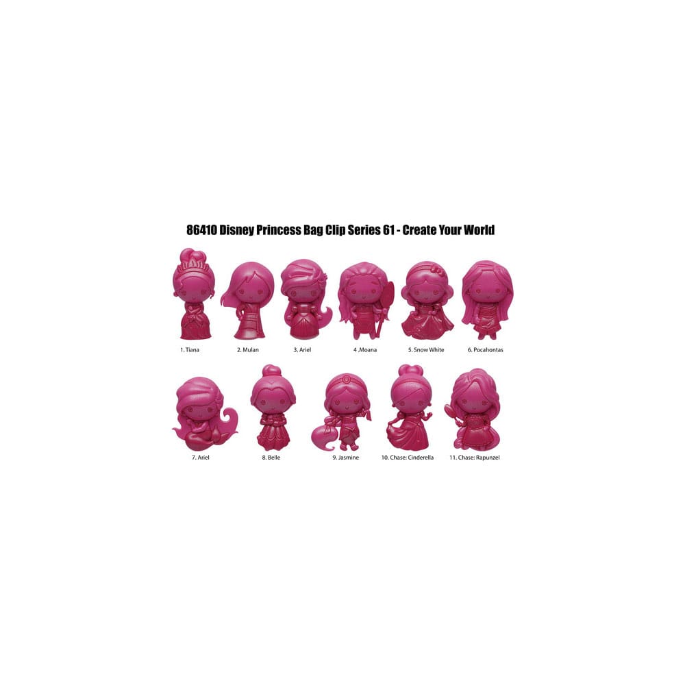 Disney Create your World 3D PVC Bag Clip Princess Series 64 Display (24)