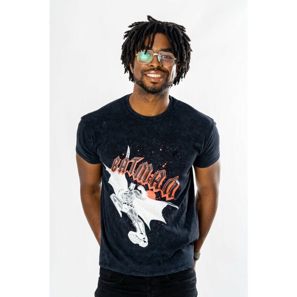 Batman T-Shirt Rock Acid Wash Size L