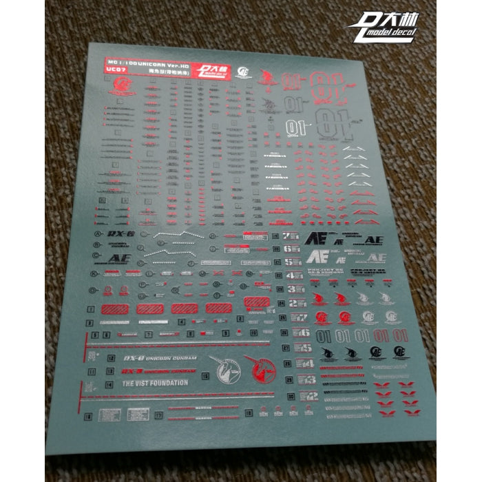D.L Model Decal - UC19 - MG RX-0 Unicorn Gundam (OVA Ver.) 1/100 Electroplate