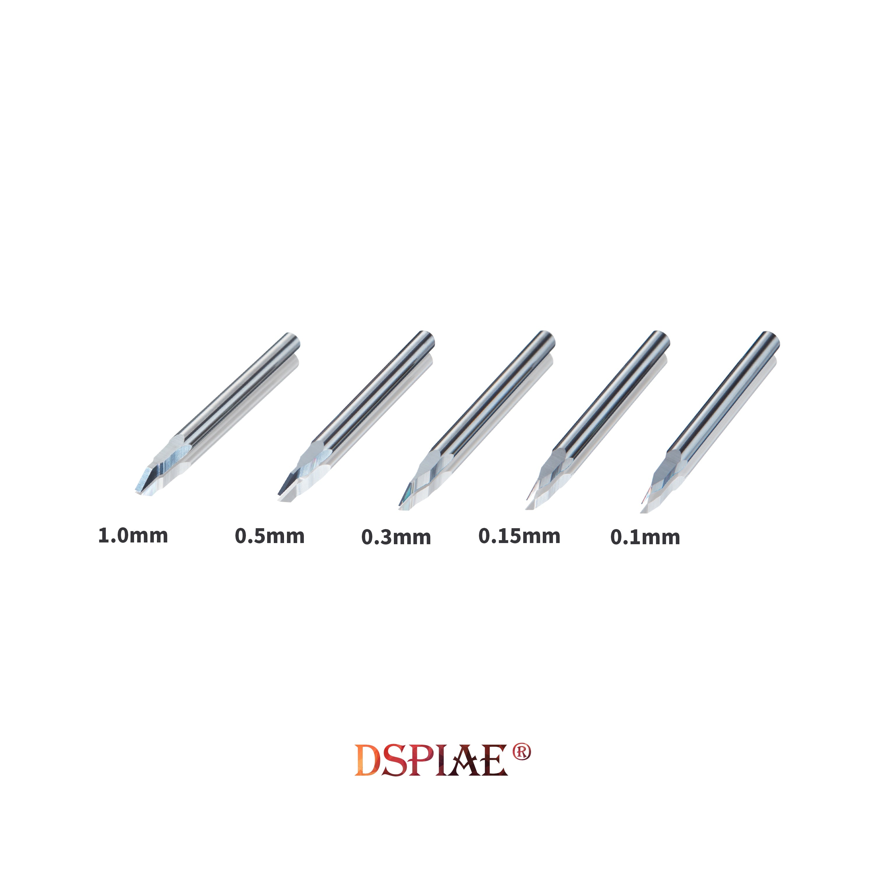 DSPIAE CS-PB01 Push Broach Combination Set (0.1 0.15 0.3 0.5 1.0)MM