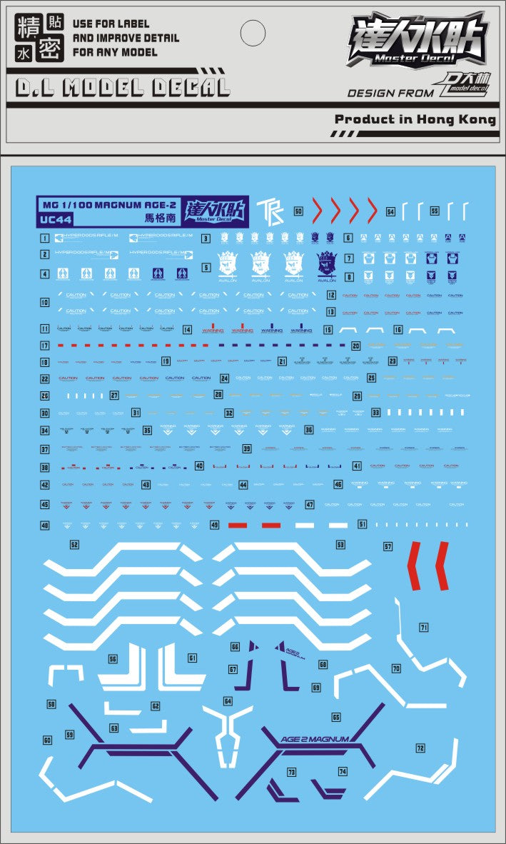 D.L Model Decal - UC44 - MG Gundam Age II Magnum 1/100