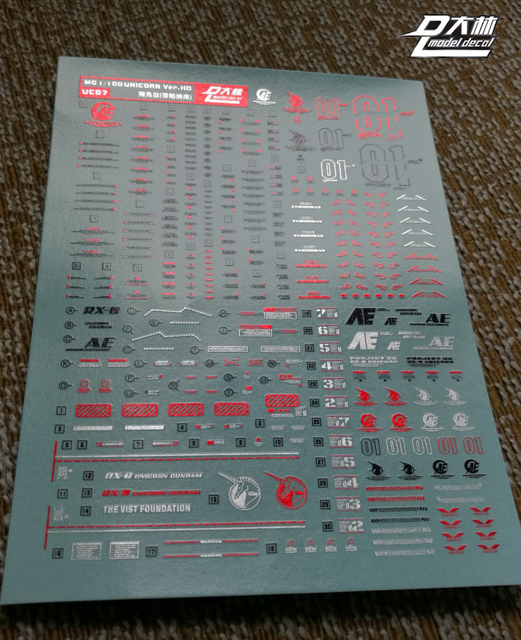 D.L Model Decal - UC19 - MG RX-0 Unicorn Gundam (OVA Ver.) 1/100 Electroplate