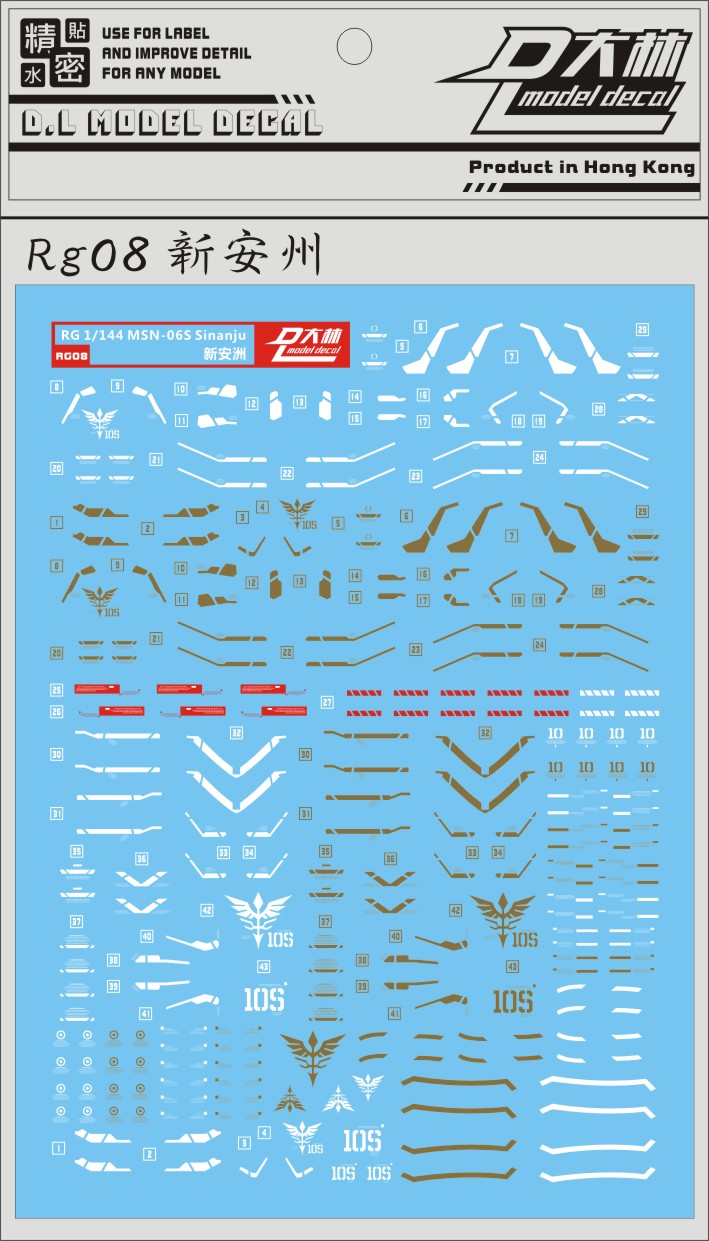 D.L Model Decal - RG08 - RG Sinanju 1/144