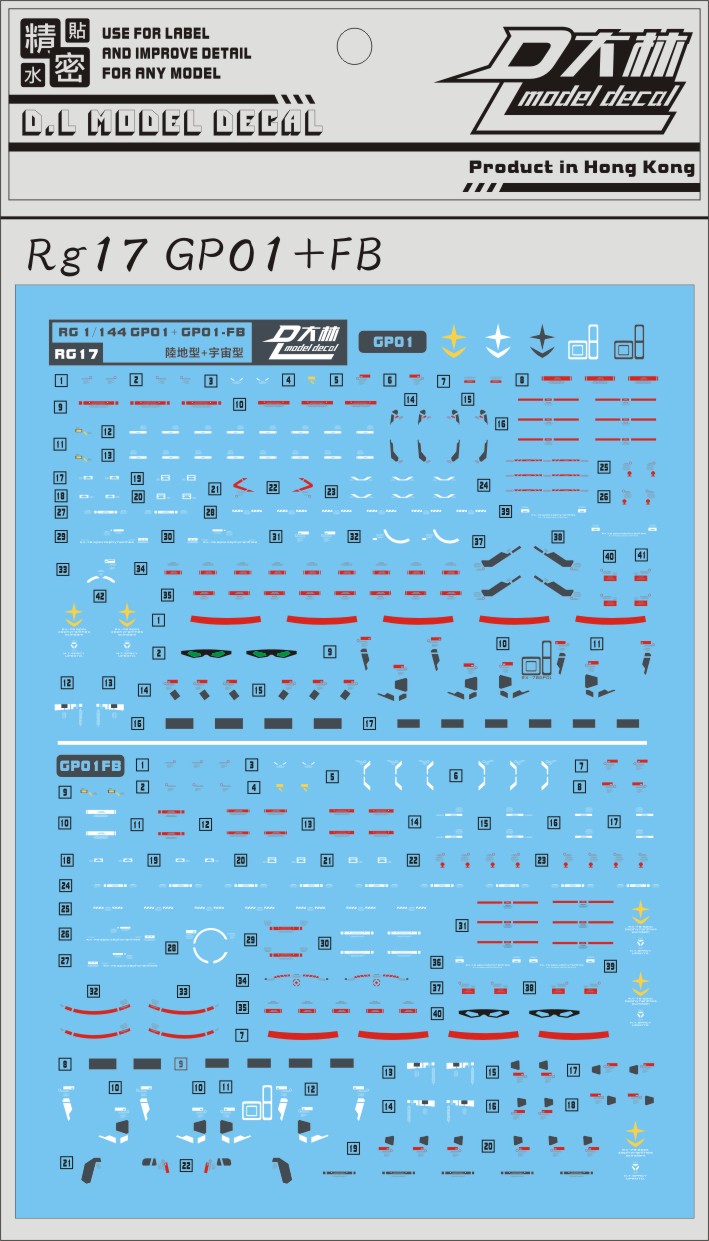 D.L Model Decal - RG17 - RG Gundam GP01Fb Full Burnern 1/144