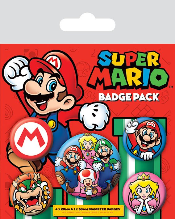 Super Mario Pin-Back Buttons 5-Pack