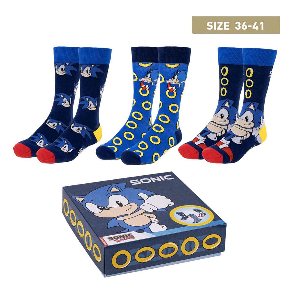 Sonic the Hedgehog Socks 3-Pack Sonic 35-41