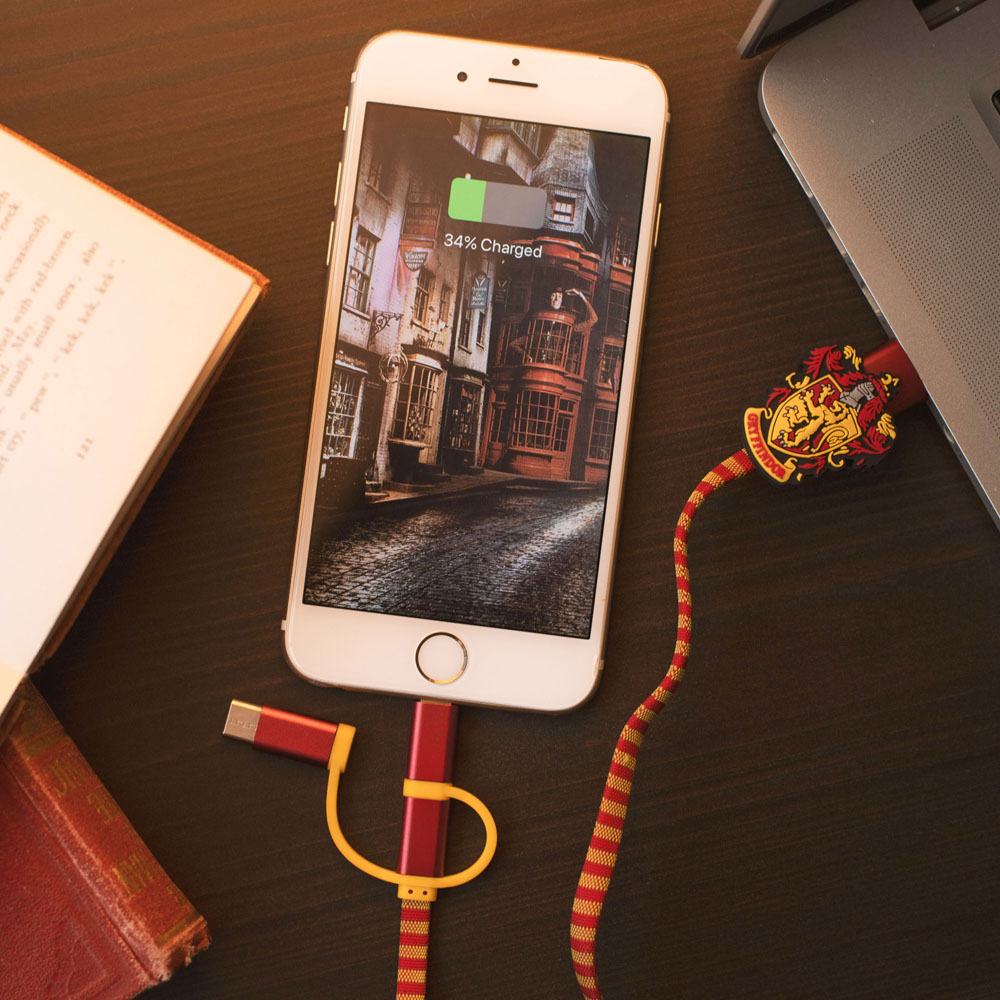 Harry Potter Retractable Hogwarts Scarf Cable 3in1 Gryffindor