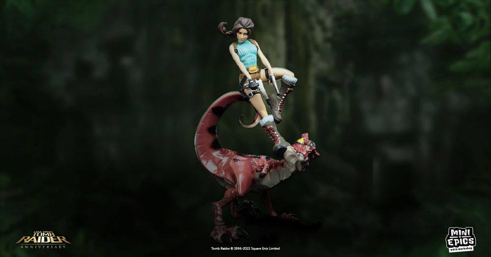 Tomb Raider Mini Epics Vinyl Figure Lara Croft & Raptor 24 cm
