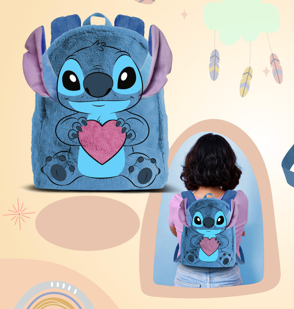 STITCH - Love - Mini Fur BackPack '25x21x12cm'
