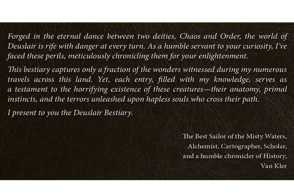 THE WORLD OF DEUSLAIR: BESTIARY BOOK