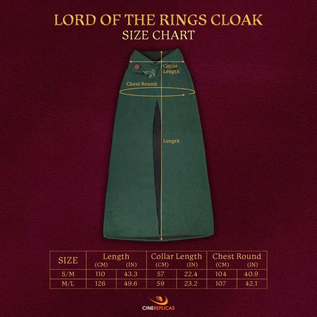 LORD OF THE RINGS HOBBIT CLOAK S-M SIZE