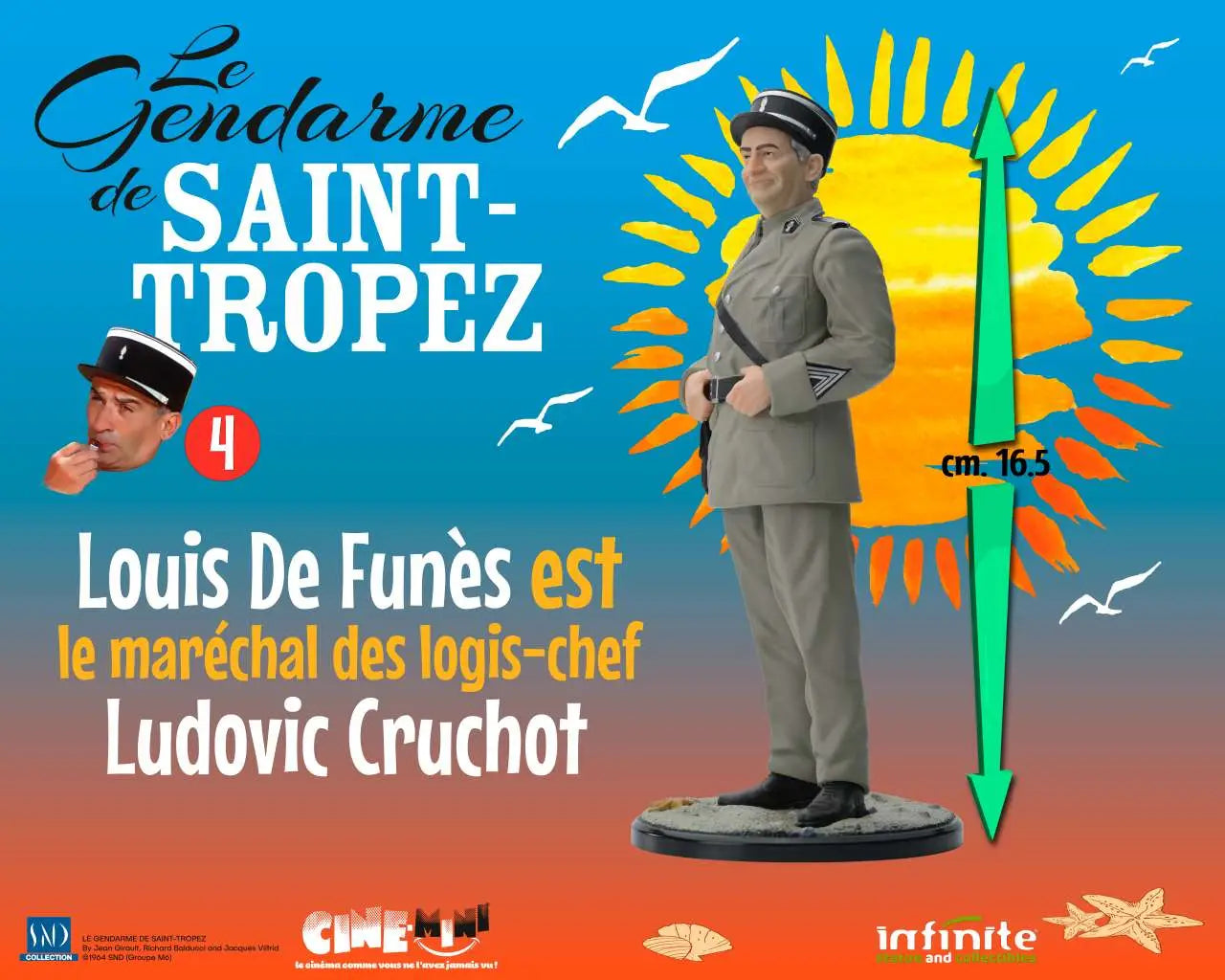 LE GENDARME DE SAINT-TROPEZ #4 LOUIS DE FUNES EST LE MARECHAL DES LOGIS-CHEF LUDOVIC CRUCHOT FIGURE