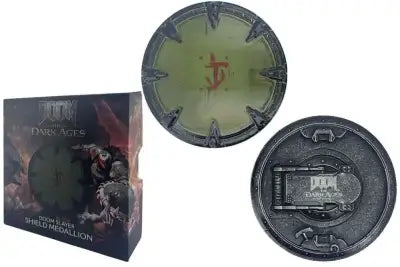 DOOM: THE DARK AGES SAW SHIELD MEDALLION AND ART CARD