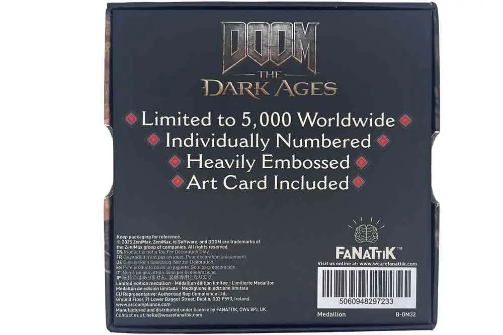DOOM: THE DARK AGES SAW SHIELD MEDALLION AND ART CARD